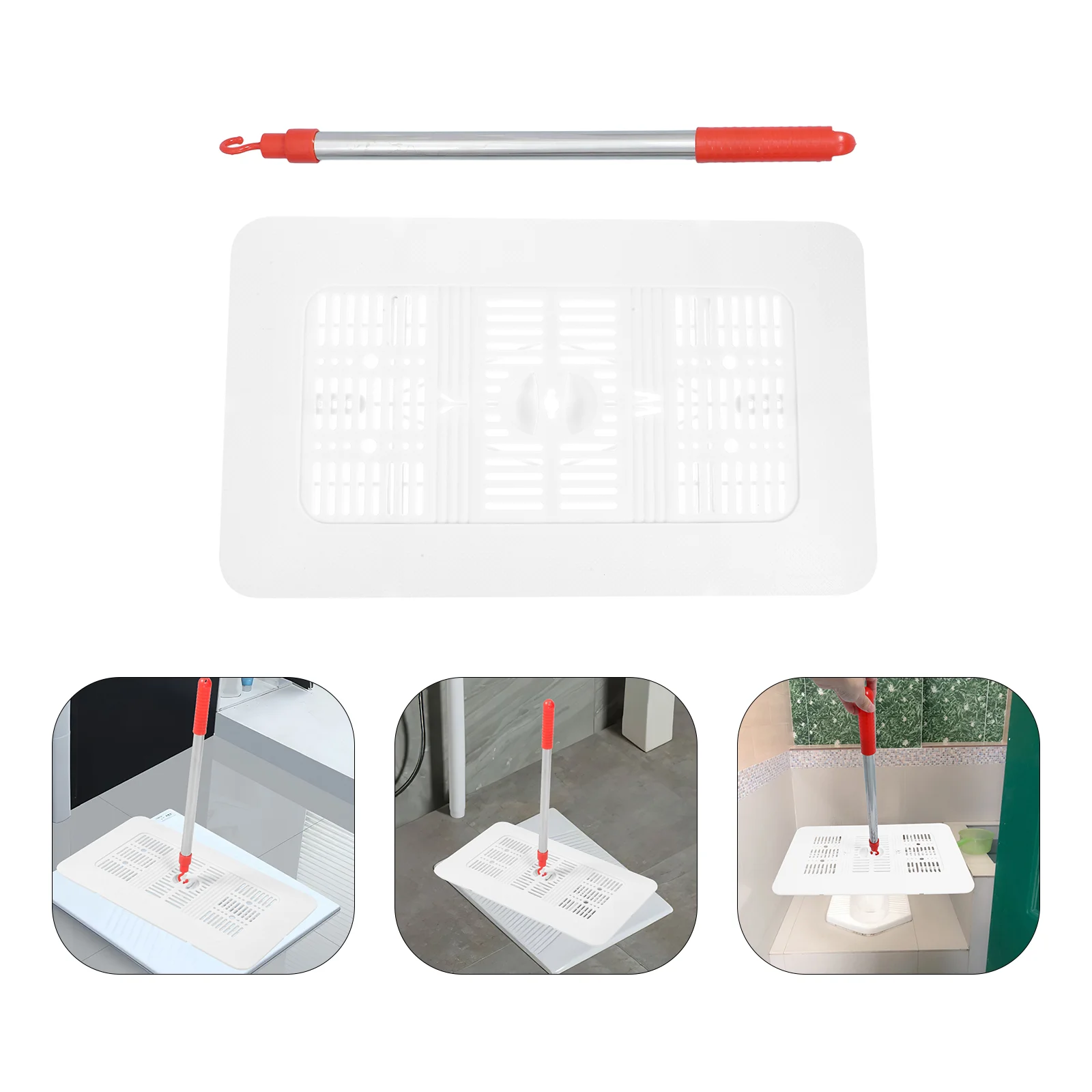 

1 Set Squat Toilet Top Cover Plastic Squatting Pan Board Bathroom Squatting Pan Lid with Handle