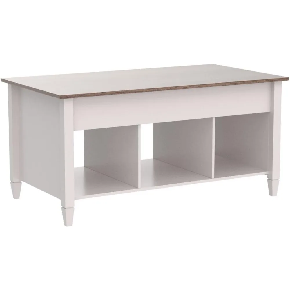 Table basse relevable avec plateau élévateur et étagère de rangement, compartiment GNE, table basse relevable à gaz, table basse relevable