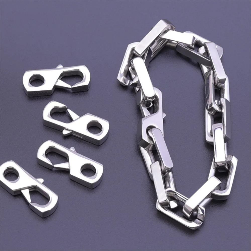 1 قطعة الفولاذ المقاوم للصدأ مستطيل سلسلة مشبك الشرير الهيب هوب روك سوار معصمه قلادة المشبك موصل DIY بها بنفسك صنع المجوهرات