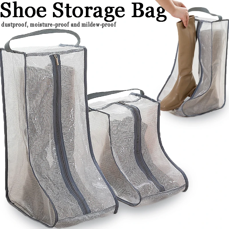 Clear Zipper Boot Storage Bags Dustprooft Moisture-proof Foldable Protection Shoes Home Display Bag Travel Bag Shoe Storage Pack