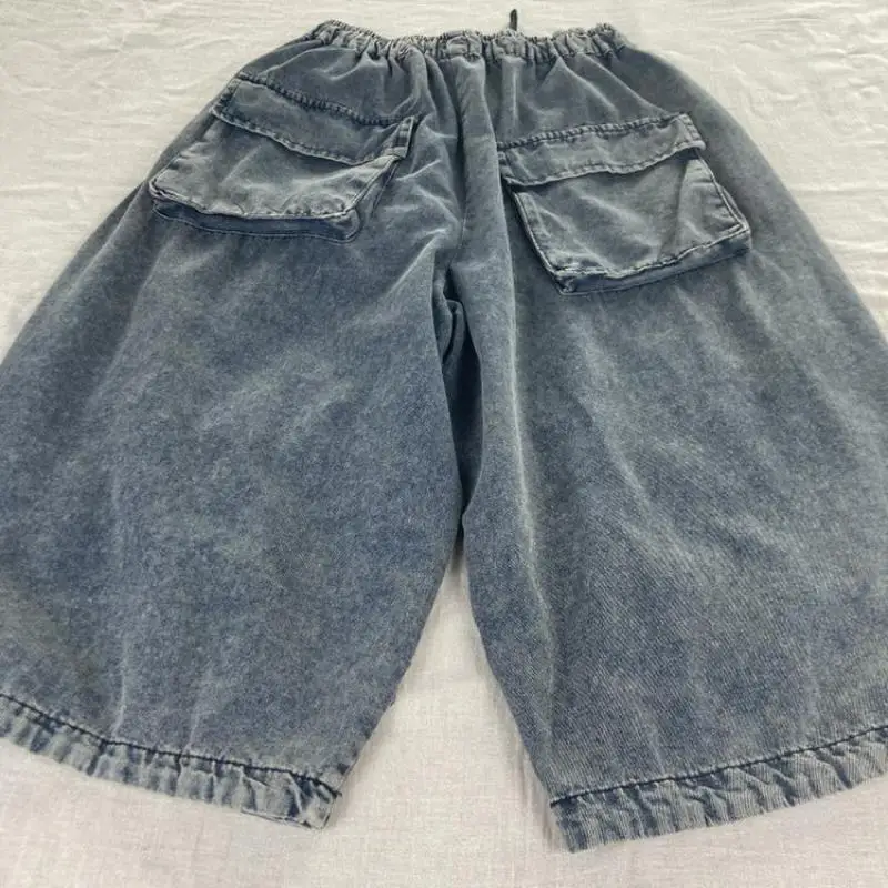 جديد وصول الصيف الفنون نمط المرأة مرونة الخصر القطن الدنيم العجل طول السراويل الكرتون نمط فضفاض خمر الحريم الجينز MT5