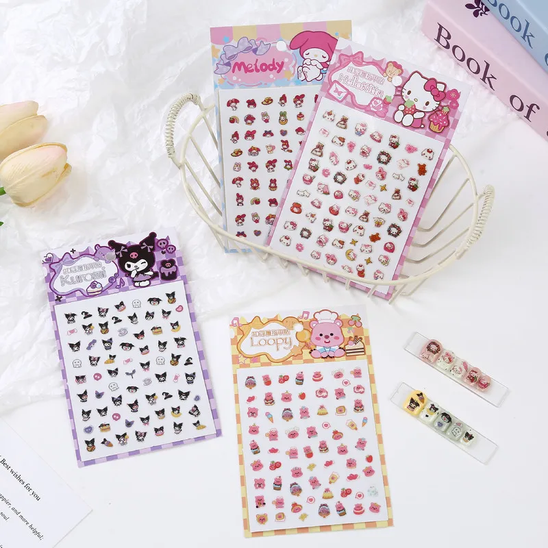 ثلاثية الأبعاد توهج في الظلام Kuromi الأطفال ملصقات الأظافر Kawaii ميلودي الكرتون ملصقات فتاة صغيرة مسمار ملصقات الاطفال هدية الكريسماس