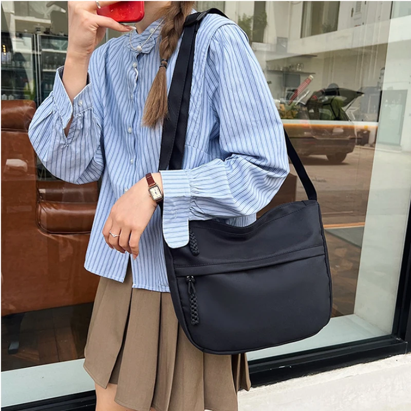 Borsa a tracolla a tracolla versione coreana per borsa a tracolla in Nylon semplice da pendolarismo da donna per studenti giapponesi