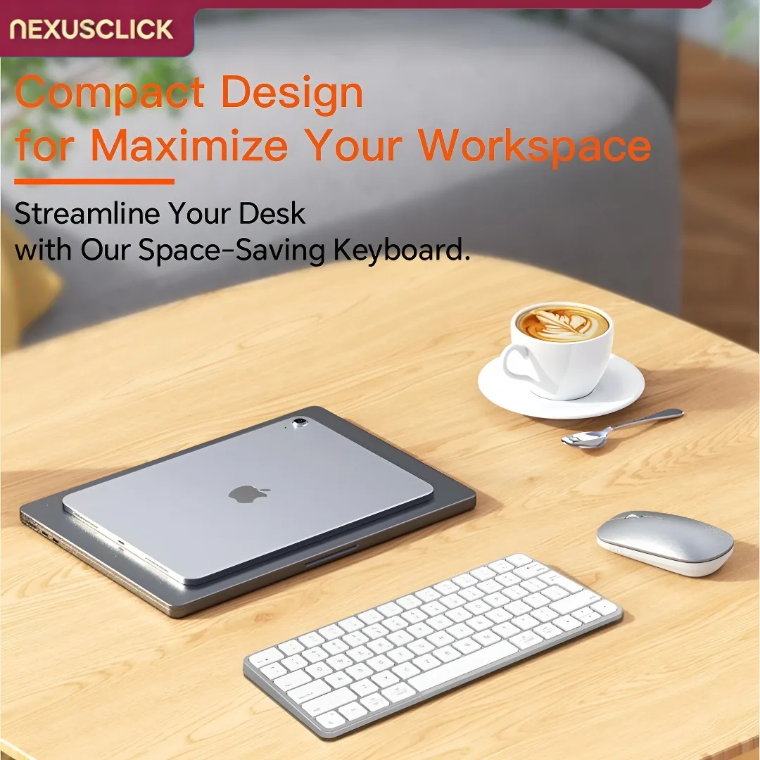 NexusClick Ultra Slim Wireless Keyboard Mouse Combo,4 Modes,Rechargeable,Quiet Low Profile,Adjustable DPI,for iOS/Windows Office