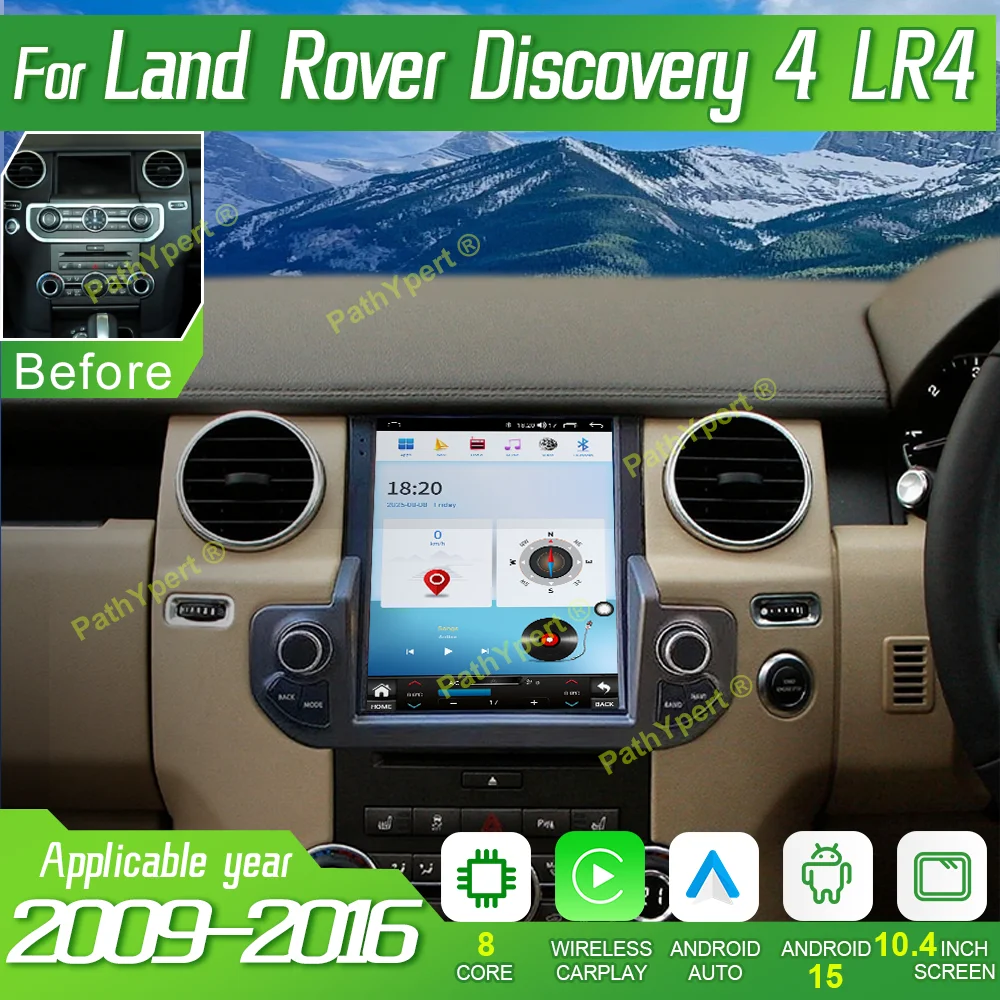 

10.4''Tesla Screen For Land Rover Discovery 4 LR4 2009-2016 Android 15 Auto Wireless Carplay Multimedia Car Radio Bluetooth WiFi
