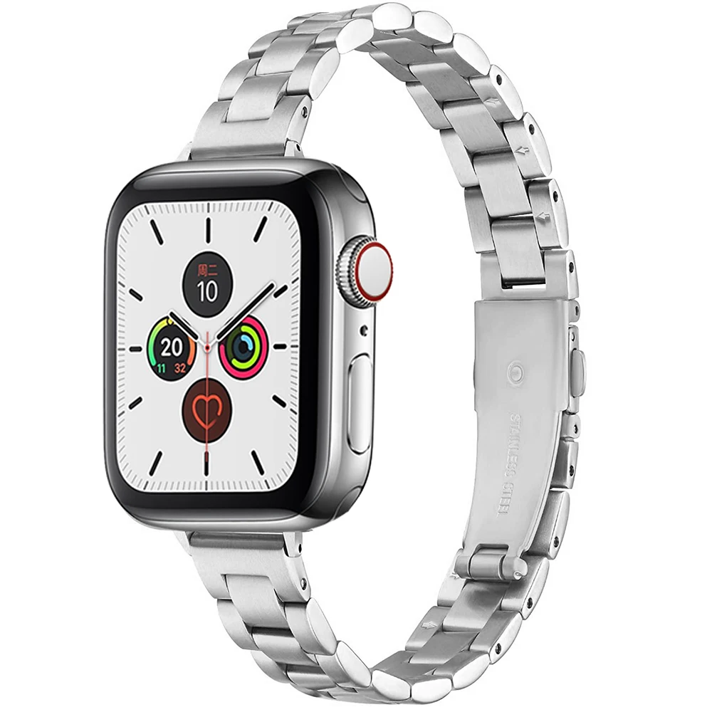 Gliederarmband für Apple Watch Band 40 mm 41 mm 42 mm 44 mm 45 mm 46 mm Damen Slim Edelstahlarmband iWatch Serie 5 6 7 8 9 10 SE