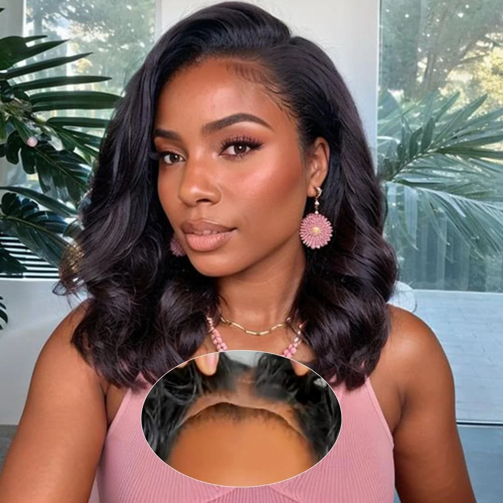 

Готовые к носке парики из натуральных волос 4x4 Body Wave Bob Lace Front для женщин, бразильские, без клея, с предварительно выщипанными прядями, 180% плотность, натуральный цвет