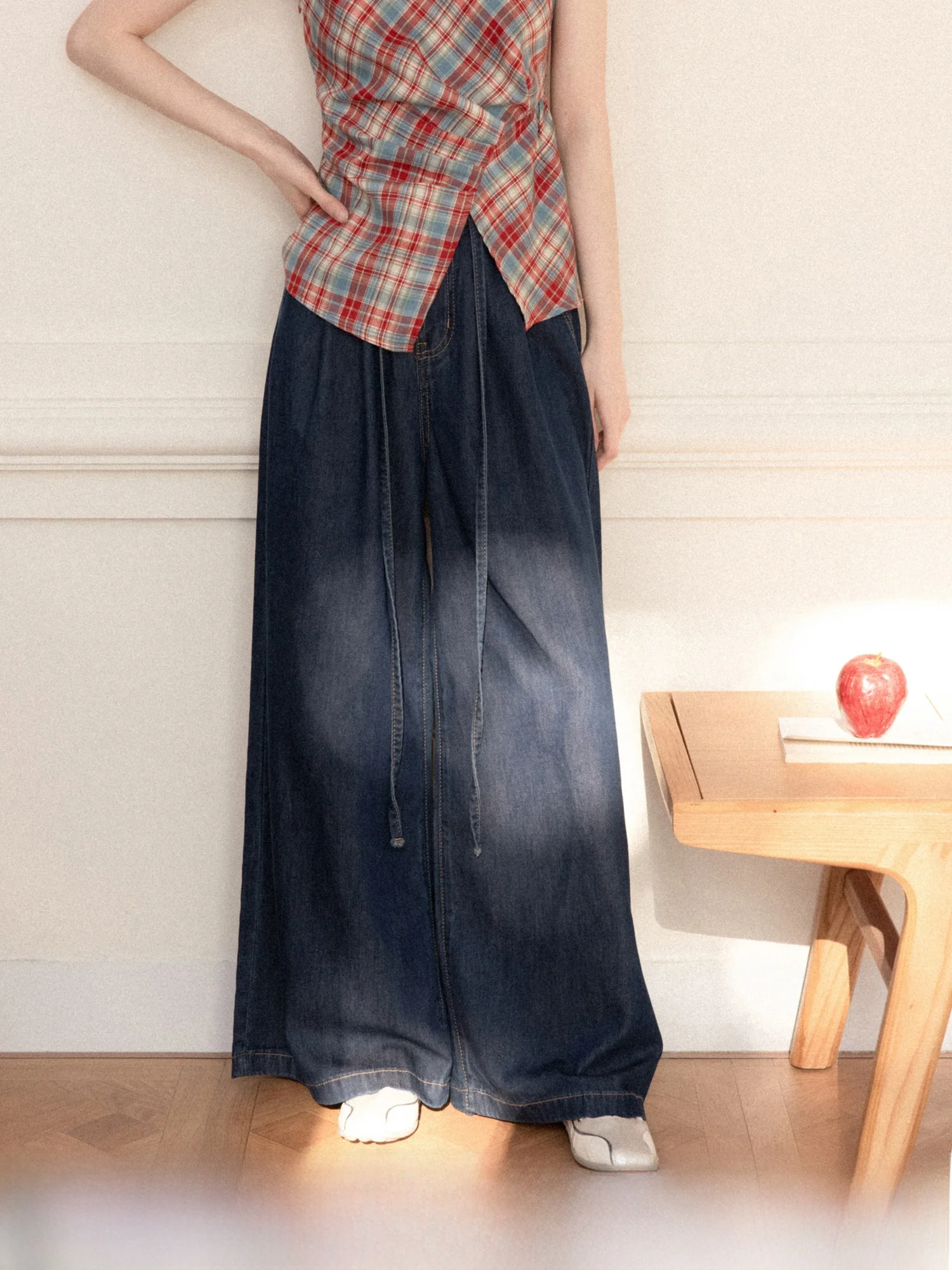 

Retro High Waist Wide Leg Jeans Women's Summer New Loose Slim Straight Cut Cotton Casual Style Ladies Jeans High Waist