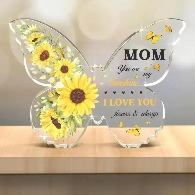 Acrylic Butterfly Ornaments for Mom Best Mother Express Love Heartfelt Gifts Desktop Accessories Plaque Mom Birthday Ideal Gift