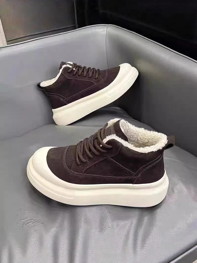 

Northeast China Thickened Fleece Lined High Top Snow Boots Men's Warm Leather Fur Integrated Cotton Shoes Anti Slip Cold Resi...