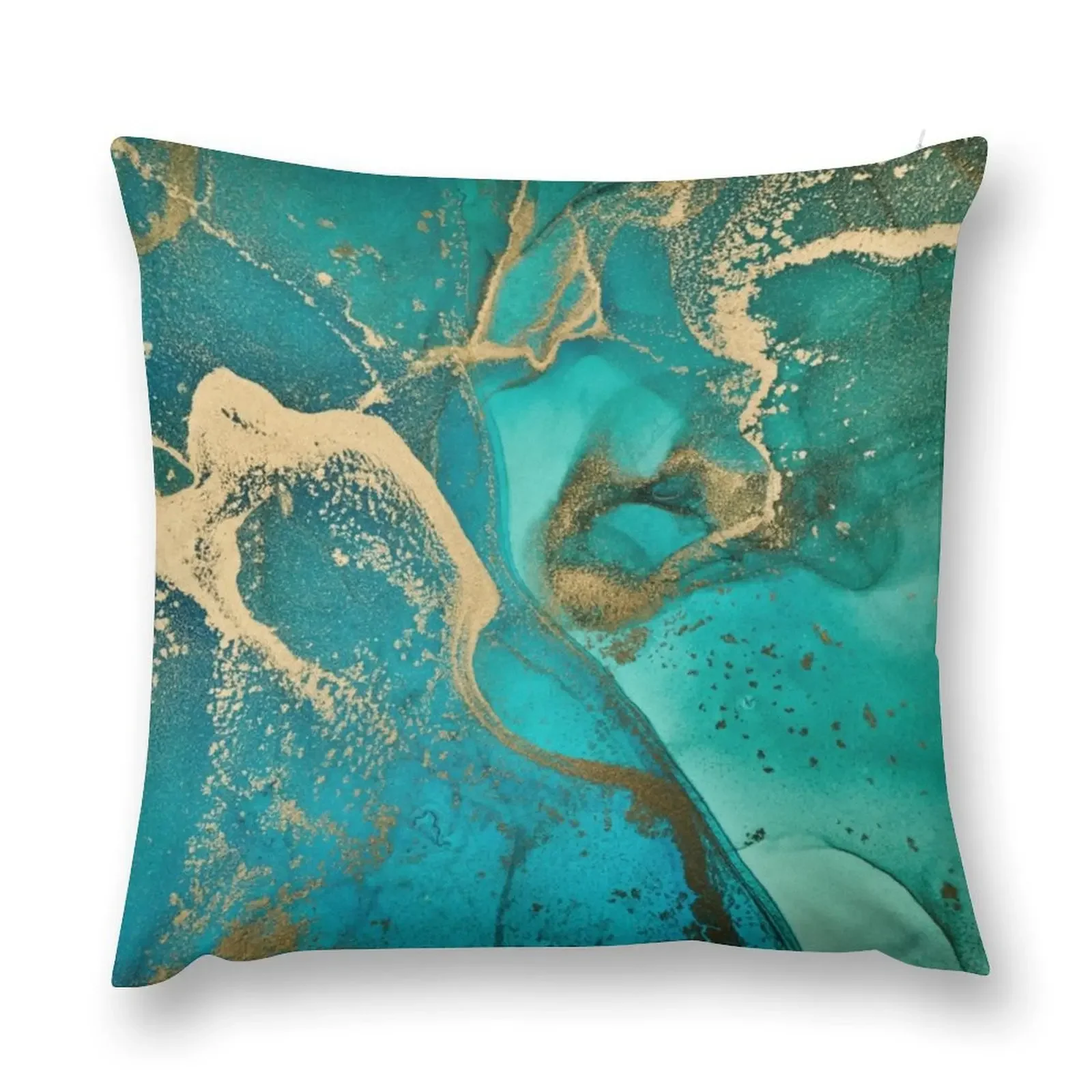 Teal Green Blue Liquid Marble Agate Geode Throw Pillow anime girl Christmas Covers Couch Cushions pillow