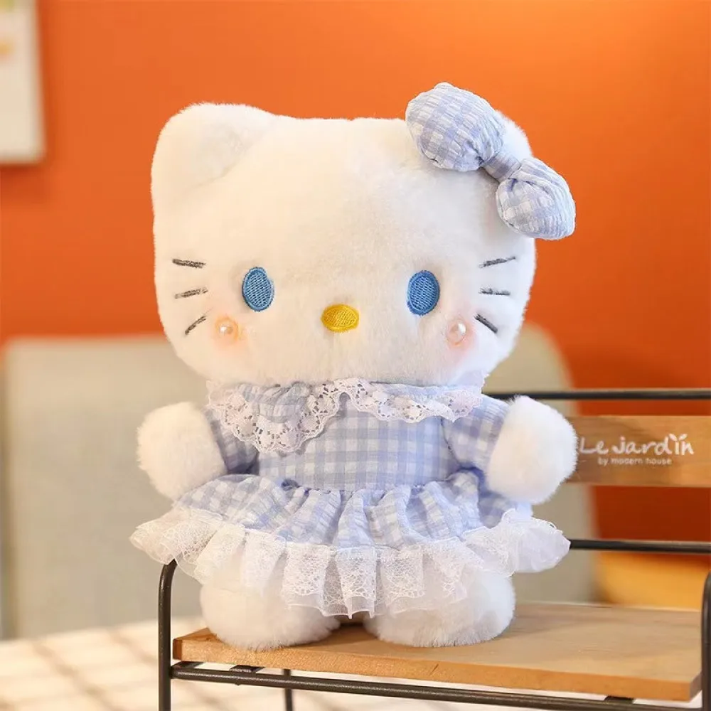 لعبة القط HelloKitty أفخم لفتاة ، تنورة منقوشة لطيف ، وسادة دمية ، هدية عيد ميلاد ، الديكور