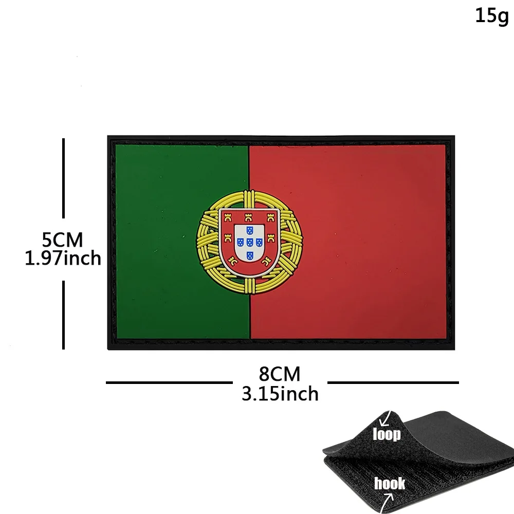 Portugal-Flaggen, gestickte Aufnäher, IR-reflektierende portugiesische Flaggen-Aufnäher, PVC-Gummi-Applikationen, Aufkleberstreifen-Aufnäher für Kleidung