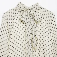 2026 Elegant Women Polka Dot Blouse, Spring Bow Tie Lantern Sleeve Layered Neck Chiffon Shirt, Casual Daily Office Top - Image 6