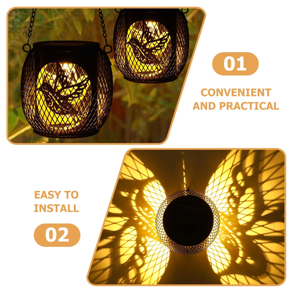 

Solar LED Garden Lights Hanging for outside Lantern Hollow Lanterns Power Outdoors