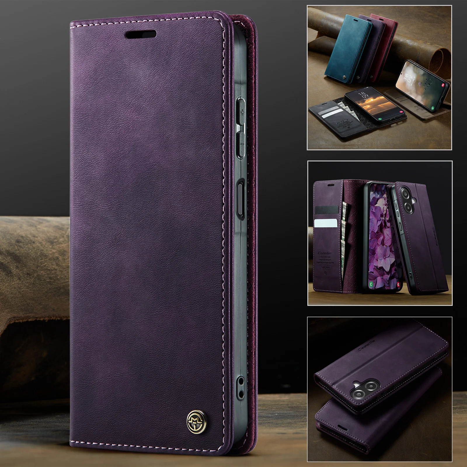 

Caseme-033 For Samsung Galaxy A06 A07, Luxury Flip PU Leather Wallet Case Card Slots Money Bag Billfold Coin Purse Stand Cover