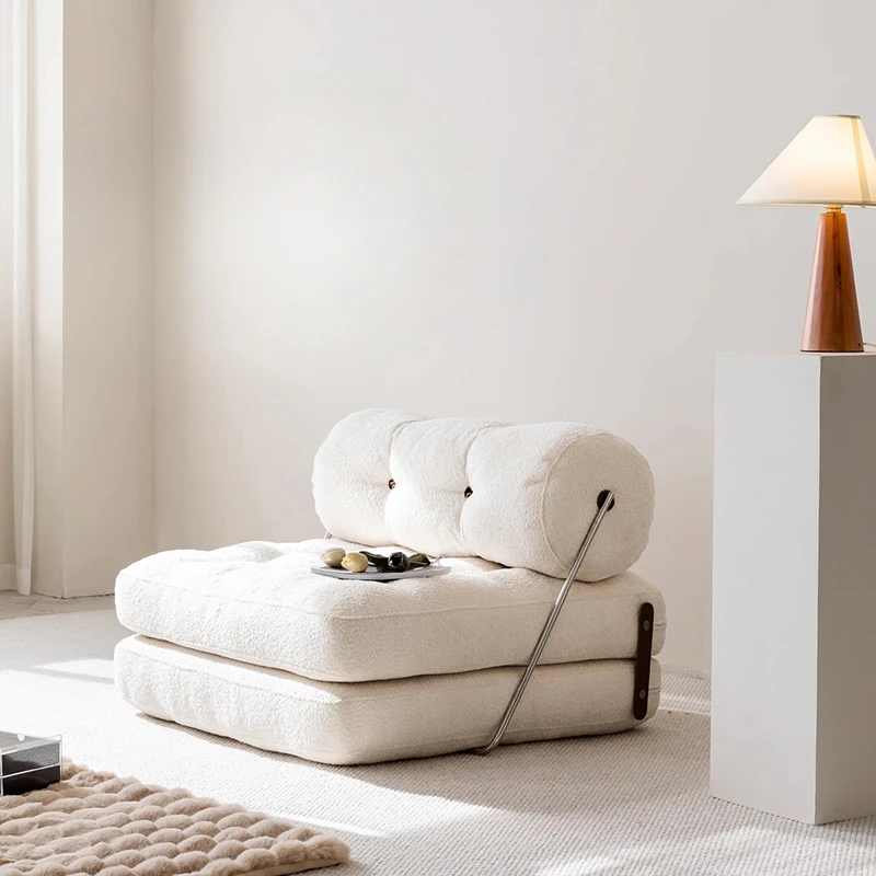 

Classic Cream Style Lamb Velvet Tofu Block Single Sofa Bed Floor-standing Modular Lazy Sofa, Living Room Furniture Cadeiras FYLS