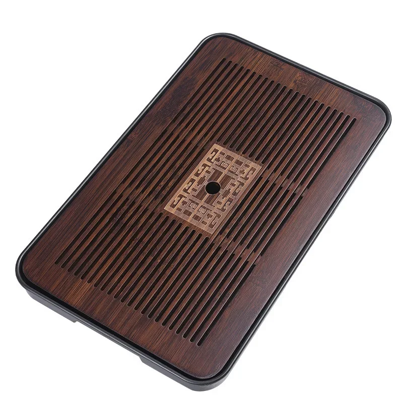 Chinese Solid Wooden Tea Tray Teaware Kung Fu Tea Set Carving Table Drawer Type Storage Drainage Tea Board Vintage Home Decor