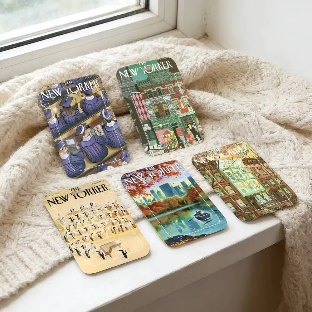 Porta Tarjetas de Identificación de la Revista The New Yorker con Cordón, Fundas para Tarjetas de Trabajo para Mujeres y Hombres, Estudiantes, Niños, Porta Tarjetas de Autobús