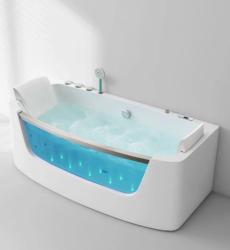 Bathtub home adult surfing massage three-skirt bath rectangular glass bathtub