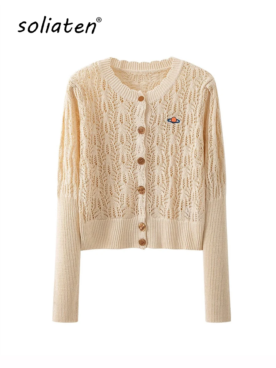 2024 Summer Autumn Hollow Out Sweater Cradigan Knitted Thin Jacket C-174