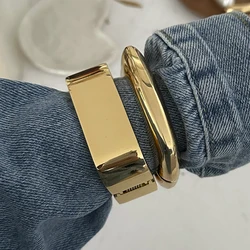 PuRui Punk Big Chunky Metal Wide Cuff Bangles for Women Fashion Statement Vintage Geometric Spring Bracelets Grunge Jewelry