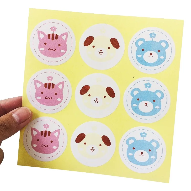 90pcs/lot Cute Animal design Packaging Sealing Label Kraft Sticker Baking DIY Gift Stickers