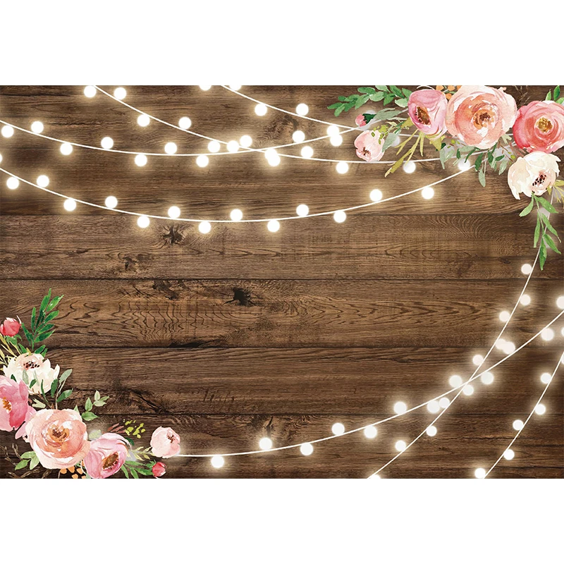 Allenjoy Gỗ Nền Lấp Lánh Đèn Hoa Đỏ Đám Cưới Sinh Nhật Bé Anniversairy Chân Dung Chụp Ảnh Phông Nền Photophone