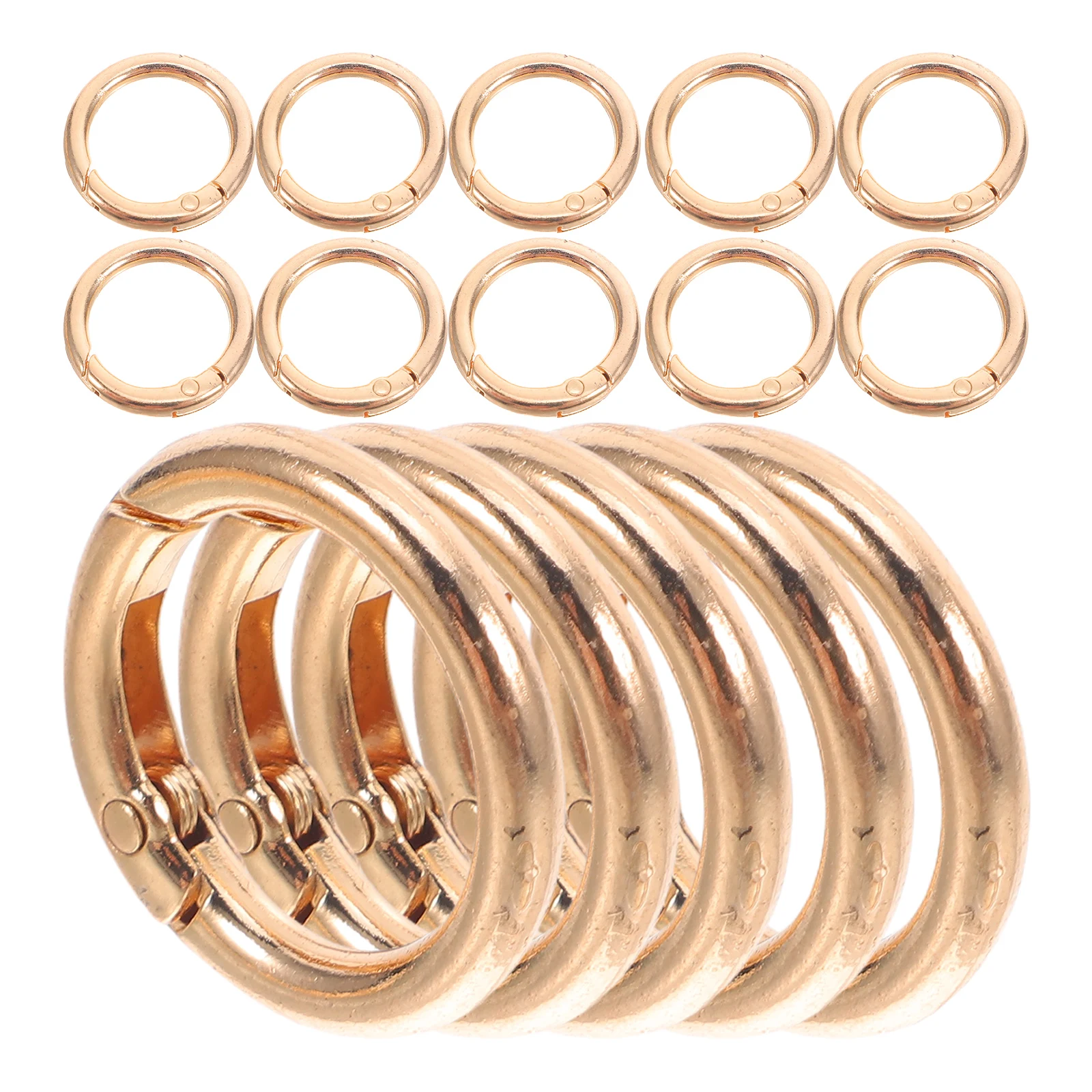 15pcs -Ring Keychain Spring Buckle Shiny Gold Color Durable Split Rings for Jewelry Bags Gifts Keyring Clasp