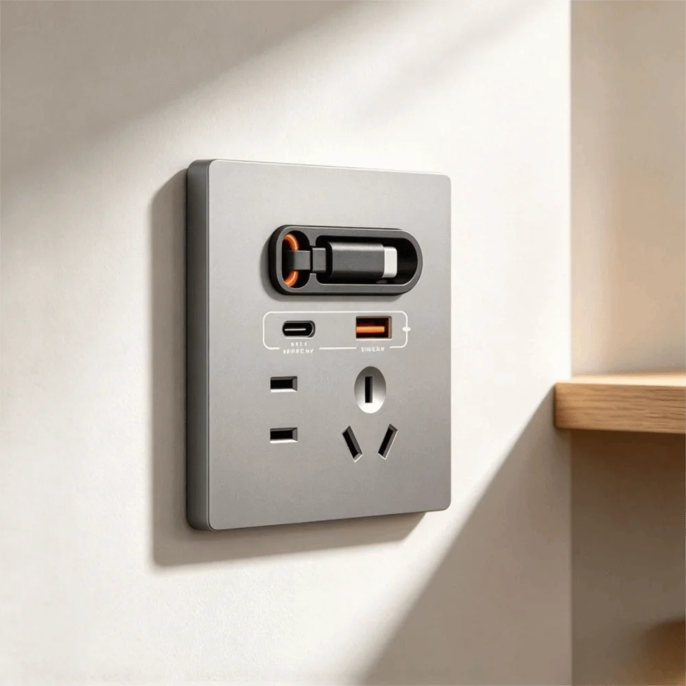 Retractable Cable USB Fast Charging Socket Multi-hole 20W USB Fast Charging Fast Charging Socket Panel Type-C