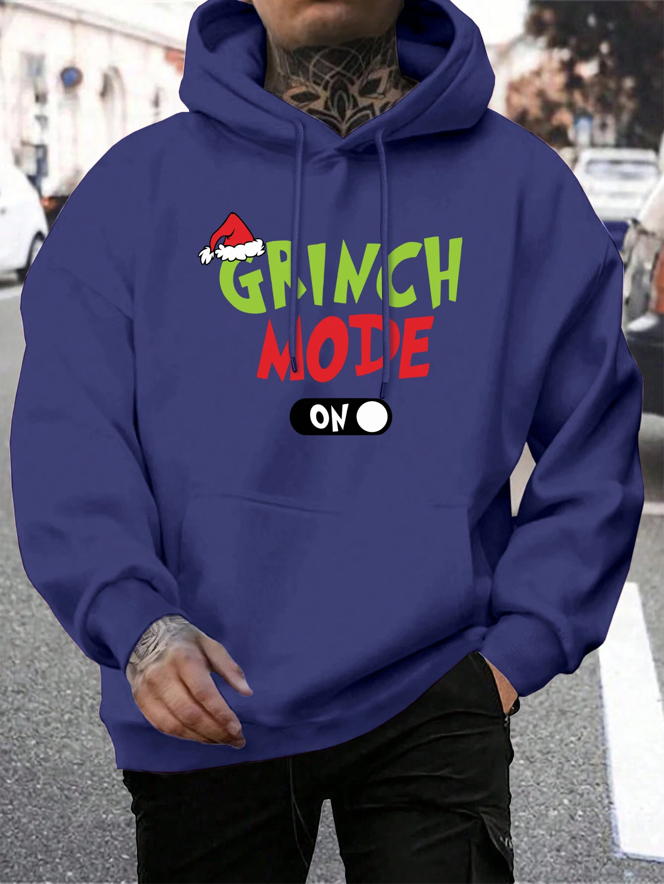 Green Haired Monsters Hoodie Men Grinch Mode Letter Hoodies Warm Fleece Fur-Liner Man Hoody Casual Clothing