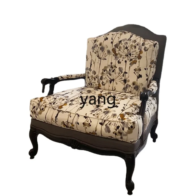 Yhl Solid Wood Leisure Couch Removable and Washable Wingback Chair Single Sofa Jacquard Fabric Easy to Care