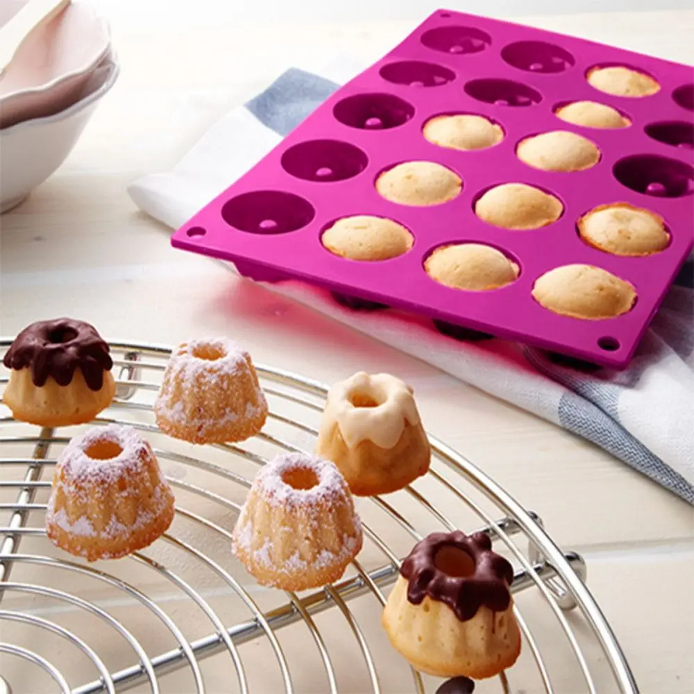 20 Cavities Chocolate Baking Mold Food Grade Flexible Mini Donut Chocolate Mold Reusable DIY 3D Swirl Gummy Silicone Mould