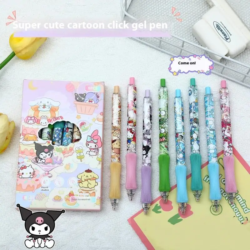 8 قطعة لطيف الكرتون سانريو مرحبا كيتي Kuromi جل أقلام Kawaii لينة قبضة مجموعة أقلام التجفيف السريع مكتب اللوازم المدرسية القرطاسية #2