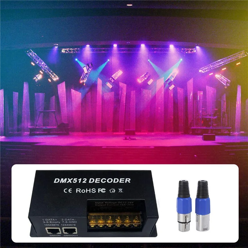 AAAEL-5X 4 Channel DMX Decoder RGBW PWM DMX512 Dimmer Driver RGBW LED Strip Light Controller Input 12V-24V DC
