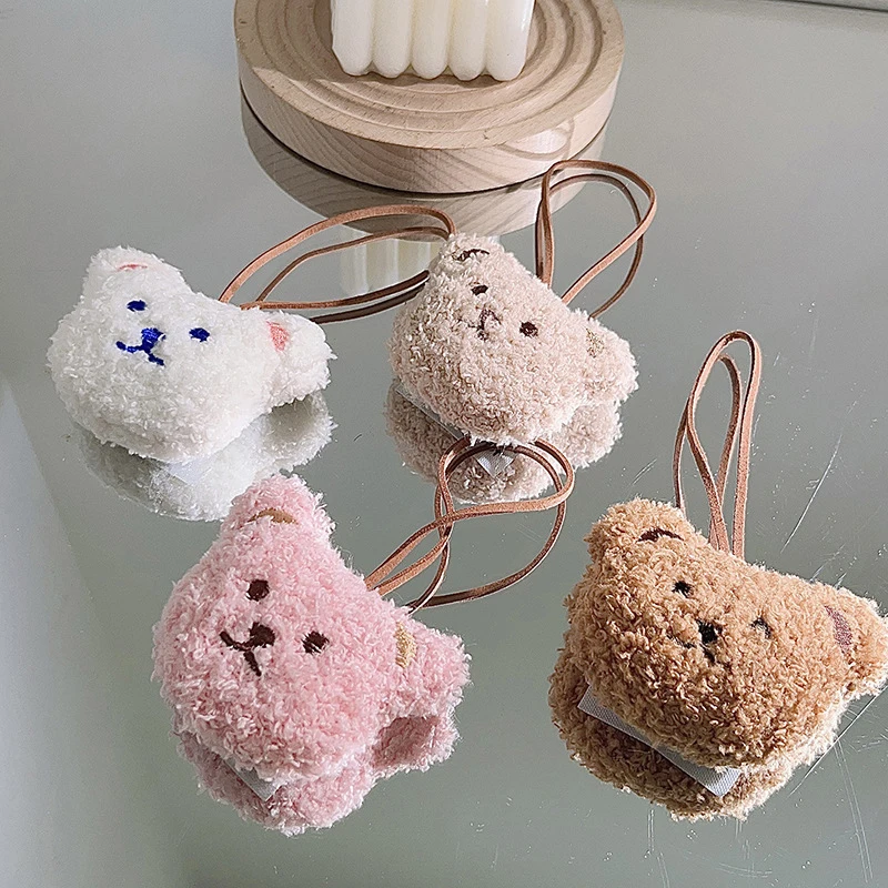 Plush Bear Dolls Pendant Keychain For Keys Bag Backpack Decoration Kids Toy Cute Cartoon Name Keyrings Car Trinket Accessories