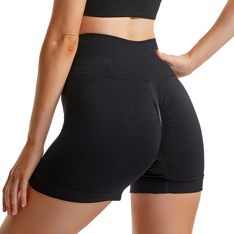 High Waist Breathable Nude Running Shorts Women\'s Hip Lifting Tight Yoga Pants Training Quick Dry Fitness Sports Shorts