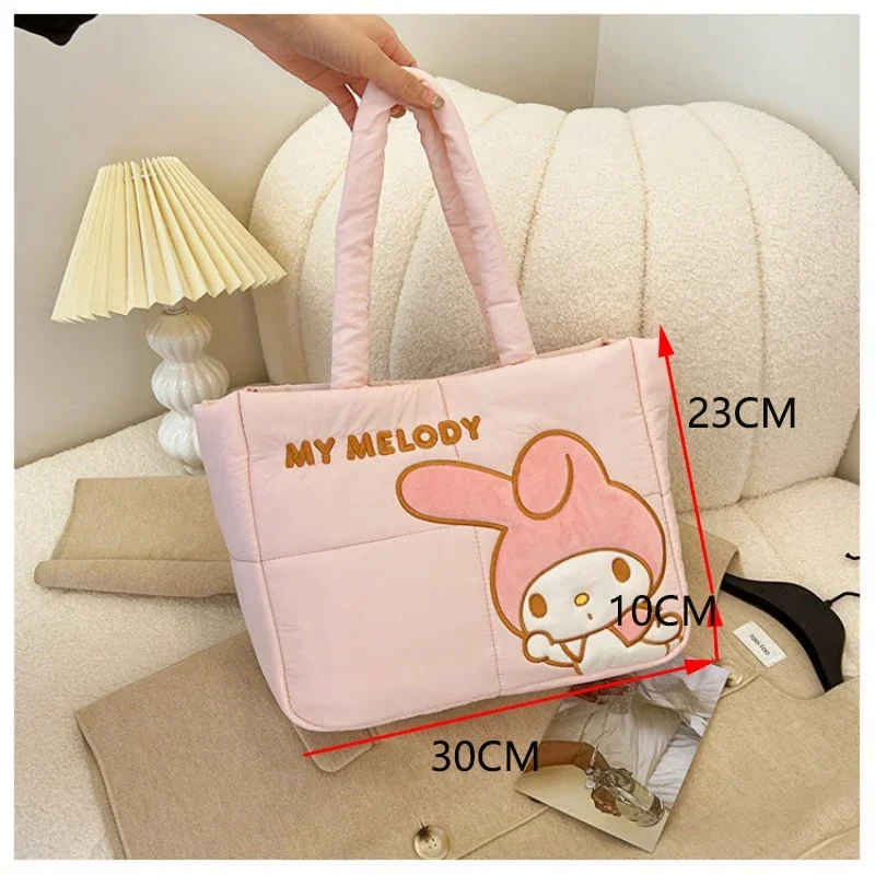 Hello Kitty Make Up Bags Sanrio Purses and Handbags Melody Washing Bag Cinnamoroll Cosmetic Case Kawaii Mommy Pouch Down Fabric