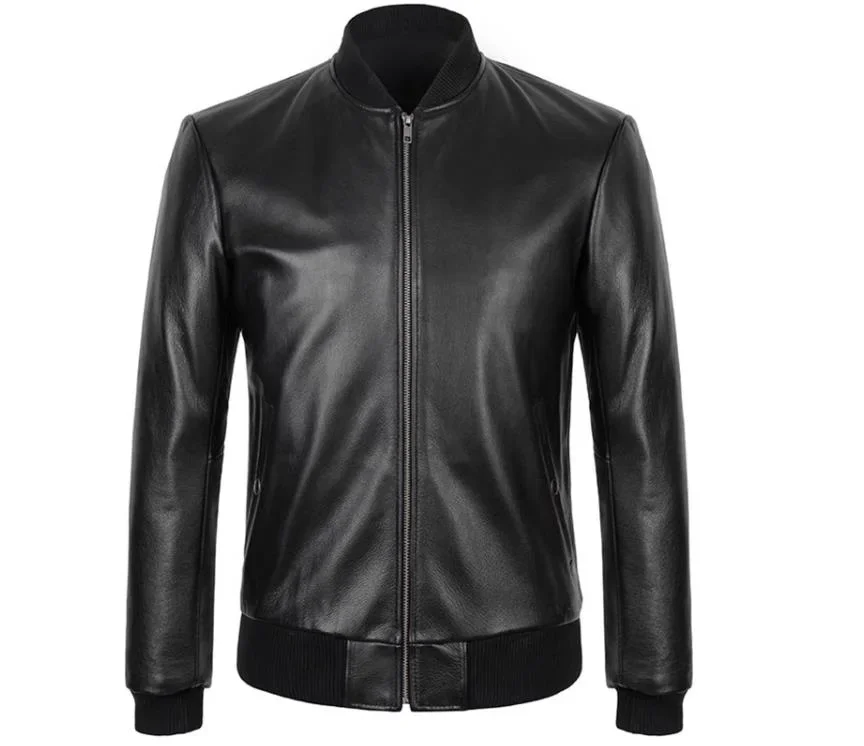 

YR!Wholesales.Plus size.Brand New casual real leather jacket.Mens cowhide coat.quality Bomber jacket.baseball style