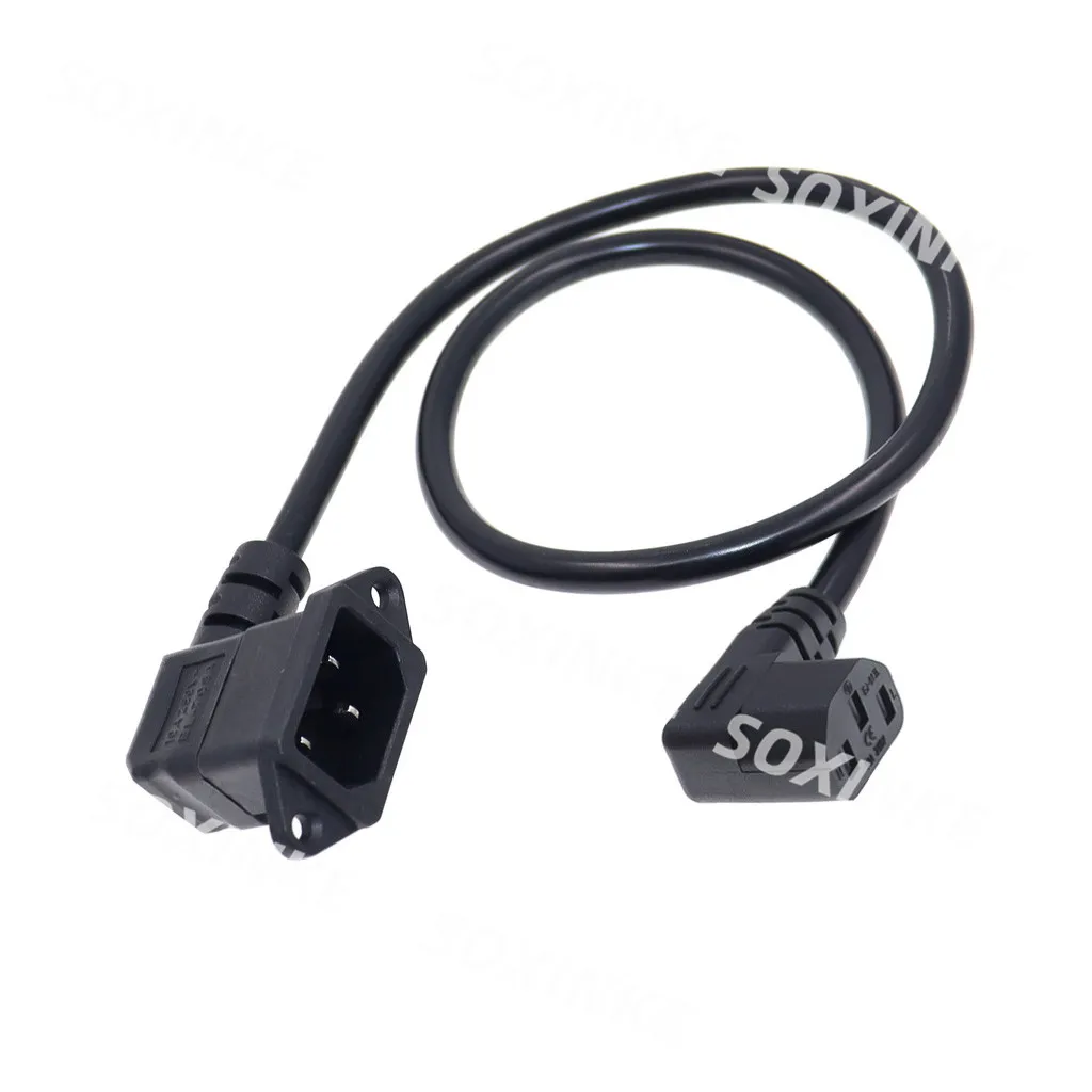 IEC320 C14 with screw holes Right Angled and C13 Left Angled Short, C14 to C13 90 Degree Extension cordH05VV-F Wire 60cm lenght