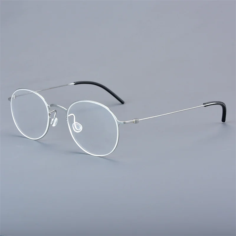Pure Titanium Round Eyeglasses Frame Denmark Ultralight Men Screwless Blue Glasses Frames Designer Women Trendy Circle Spectacle