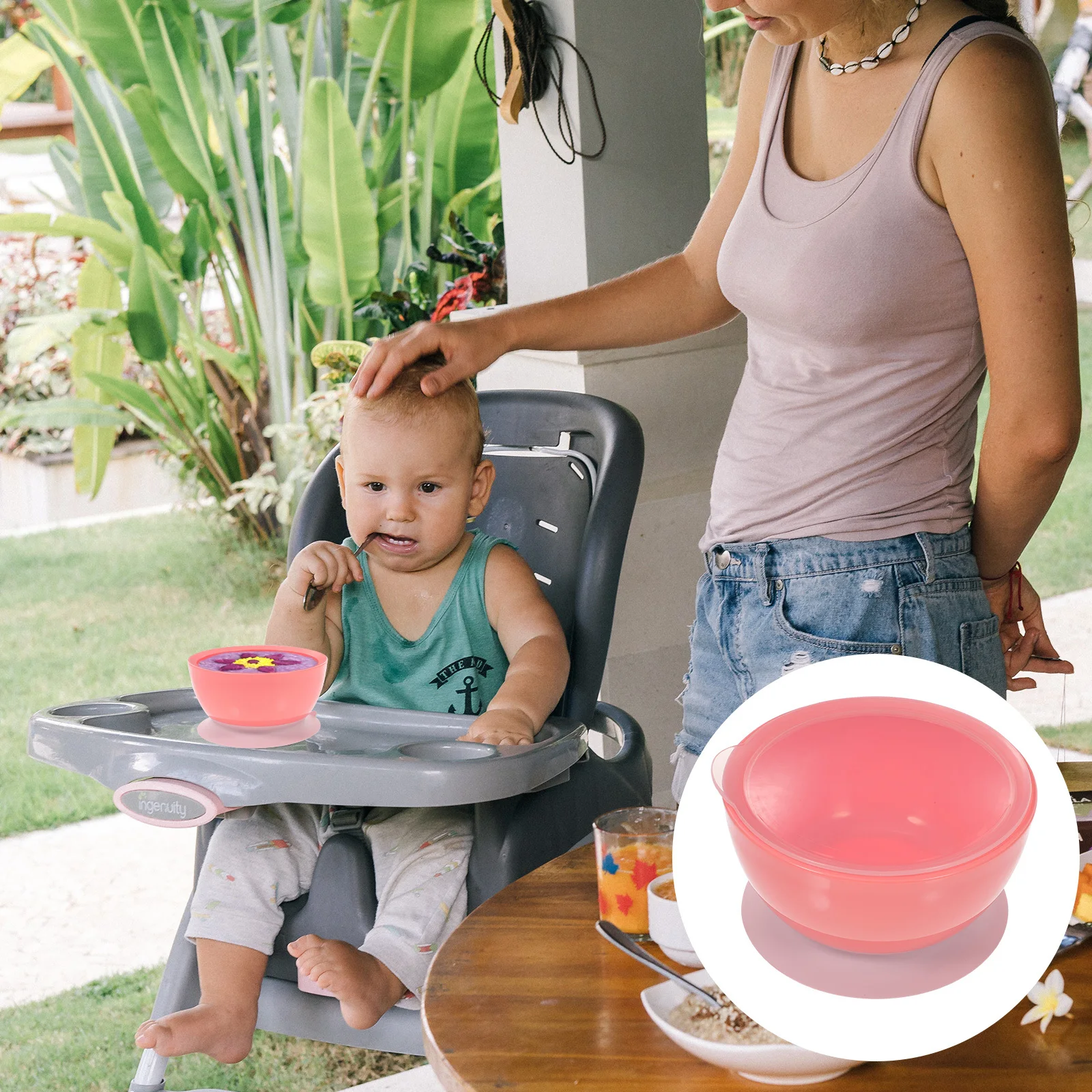 وعاء شفط للأطفال من السيليكون، آمن للطعام، وقابل لإعادة الاستخدام، وعاء تغذية للأطفال الصغار لإطعام طبق الطفل