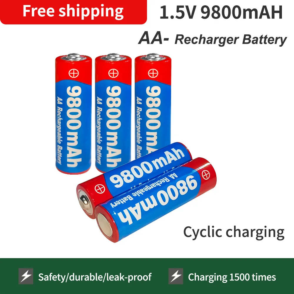 

100% Original New High Quality AAbattery1.5V 9800mAh Rechargeable AA Battery for Led Light Toy Camera Microphone Battery