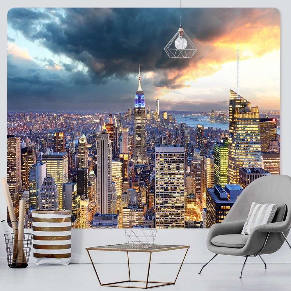 New York Landscape Home Art Tapestry Hippie Bohemian Decorative Bedroom Fantasy Scene Background Tapestry