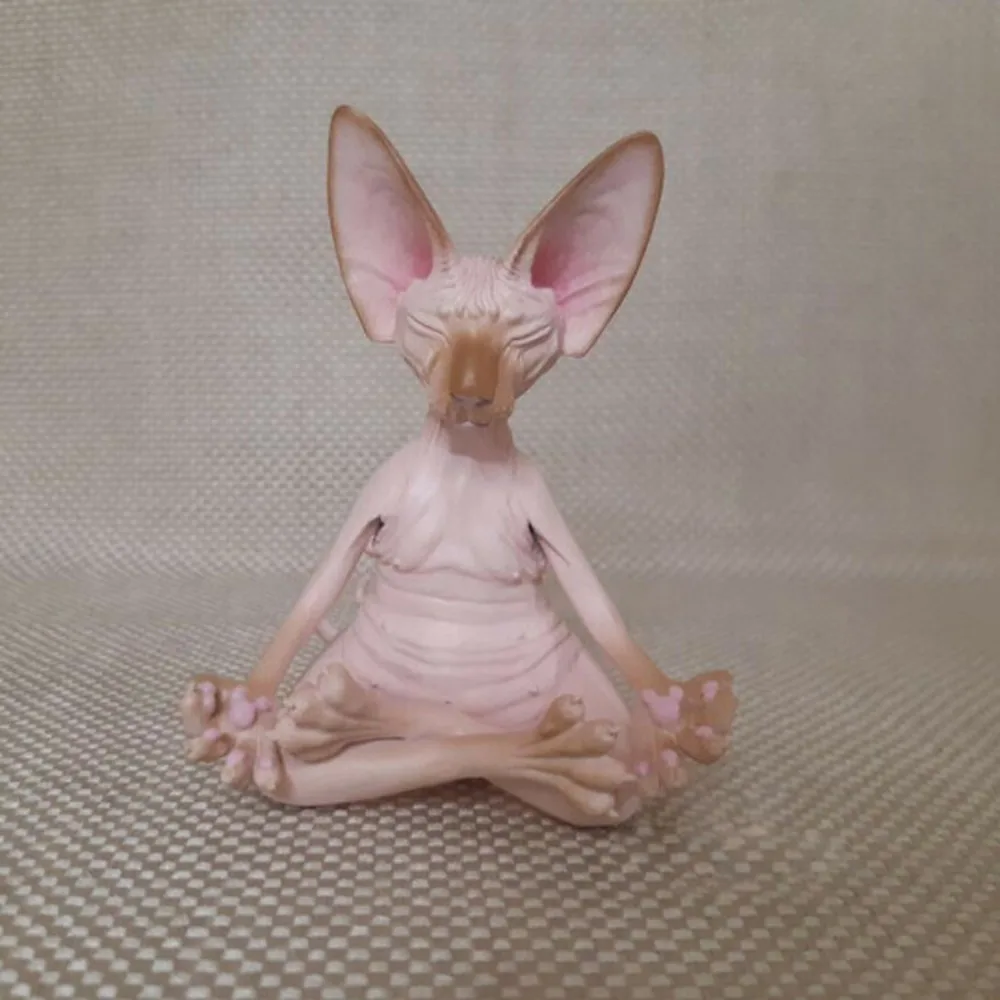 

Resin Simulation Hairless Cat Figurine Sphinx Cat Simulation Sphinx Cat Animal Model Figure Statue Mini