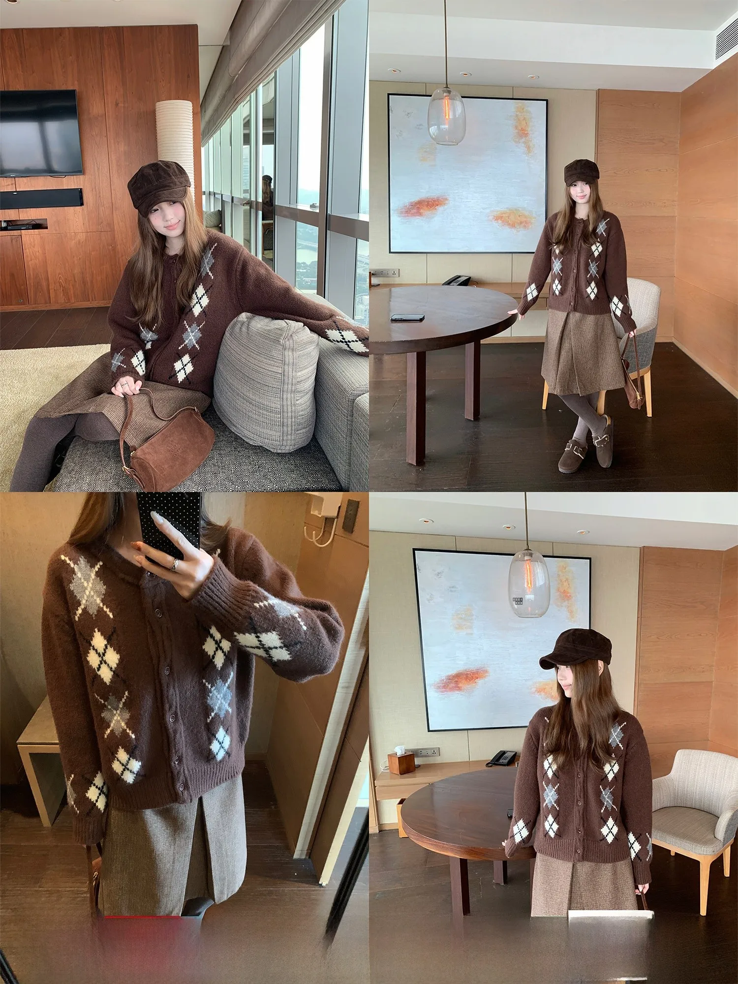 

Утепленный вязаный свитер в стиле ретро для женщин, мягкий и уютный зимний кардиган с длинными рукавами, круглым вырезом и пуговицами, укороченный.