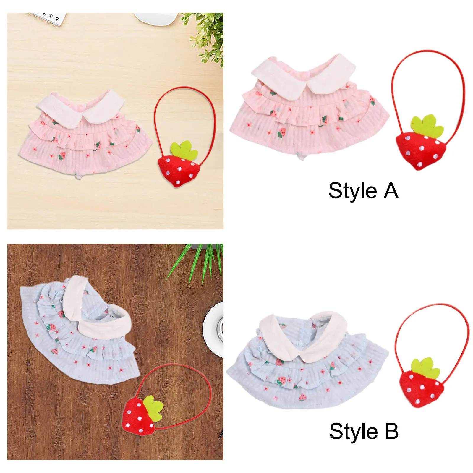 2 peças de vestido de bonecas da moda e bolsa, roupas para bonecas de 15-20 cm