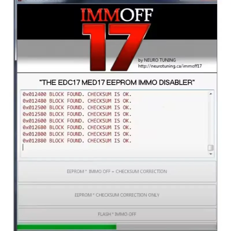 

IMMOFF17 Software Activate Version EDC17 MED 17 Immo Off Ecu EEPROM IMMO PATCH Checksum Correction To IMMO OFF Flash