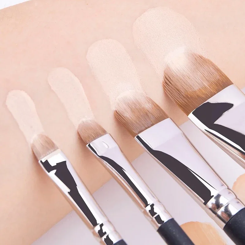Pincéis corretivos de base ultrafinos, 4 tipos de tamanhos, base líquida profissional, creme, cabelo macio, pincel de maquiagem, ferramentas de maquia