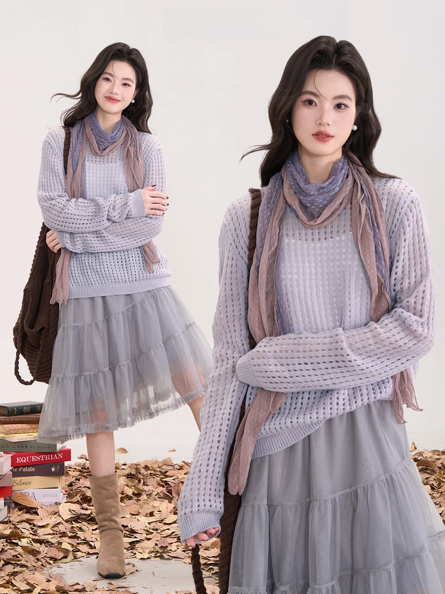 

Heme Count Versatile Soft Knitted Hollow out round Ne Cover up Top Women Early Spring Korean Sle Loose Fit Long Sve